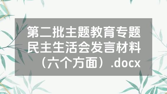第二批主题教育专题民主生活会发言材料（六个方面）.docx
