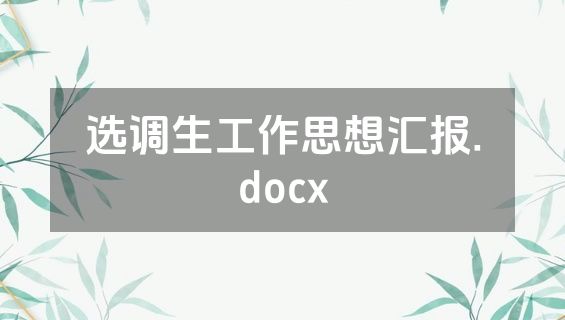 选调生工作思想汇报.docx