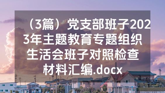 （3篇）党支部班子2023年主题教育专题组织生活会班子对照检查材料汇编.docx