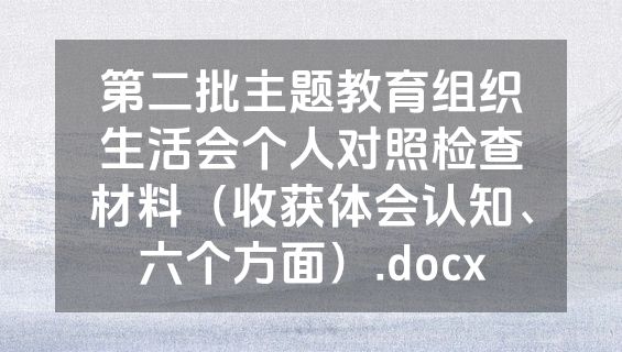 第二批主题教育组织生活会个人对照检查材料（收获体会认知、六个方面）.docx