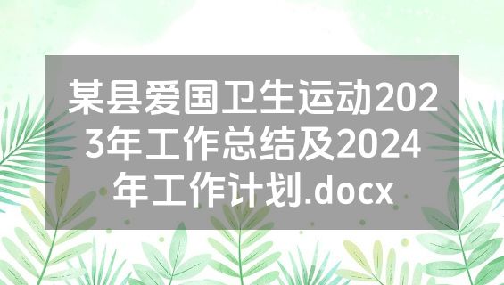 某县爱国卫生运动2023年工作总结及2024年工作计划.docx