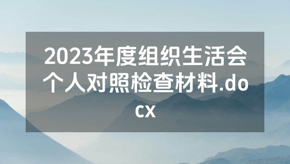 2023年度组织生活会个人对照检查材料.docx