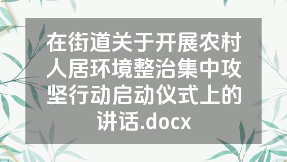 在街道关于开展农村人居环境整治集中攻坚行动启动仪式上的讲话.docx