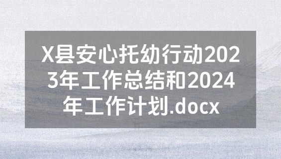 X县安心托幼行动2023年工作总结和2024年工作计划.docx