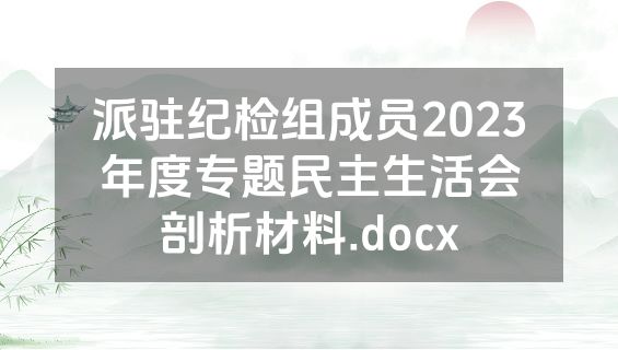 派驻纪检组成员2023年度专题民主生活会剖析材料.docx