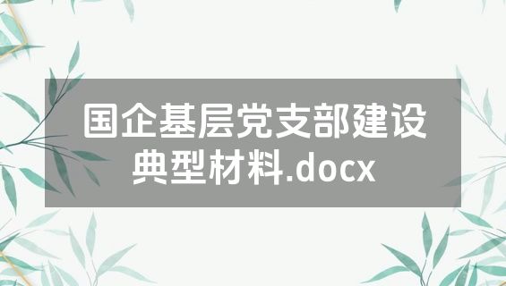 国企基层党支部建设典型材料.docx