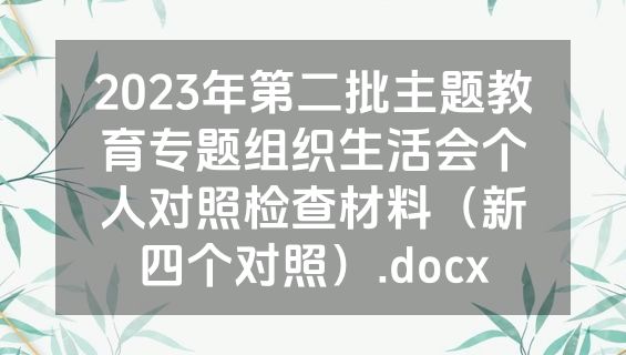 2023年第二批主题教育专题组织生活会个人对照检查材料（新四个对照）.docx