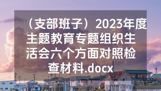 （支部班子）2023年度主题教育专题组织生活会六个方面对照检查材料.docx