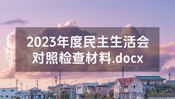 2023年度民主生活会对照检查材料.docx
