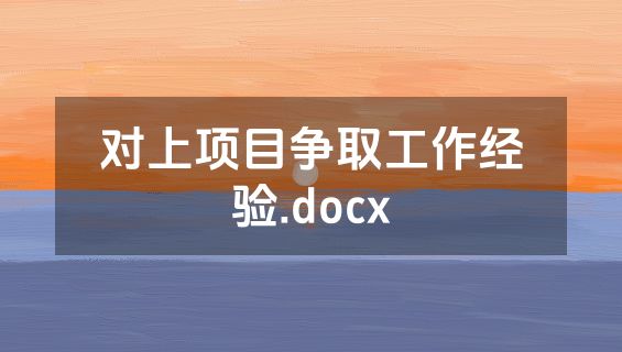 对上项目争取工作经验.docx