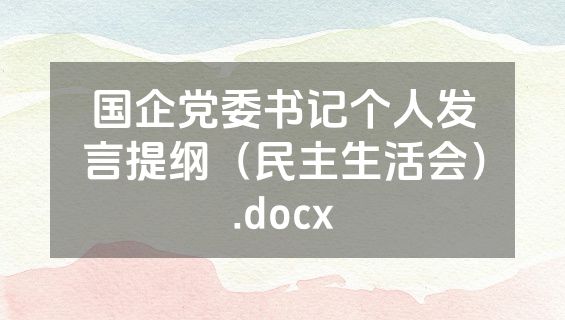 国企党委书记个人发言提纲（民主生活会）.docx