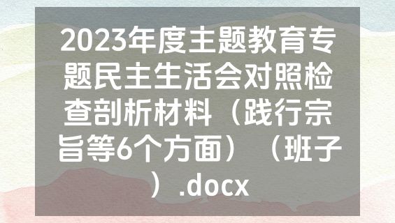 2023年度主题教育专题民主生活会对照检查剖析材料（践行宗旨等6个方面）（班子）.docx