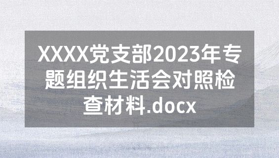 XXXX党支部2023年专题组织生活会对照检查材料.docx