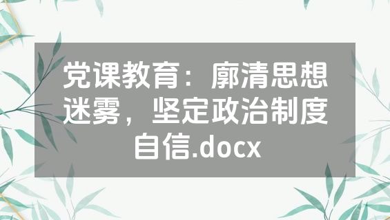 党课教育：廓清思想迷雾，坚定政治制度自信.docx