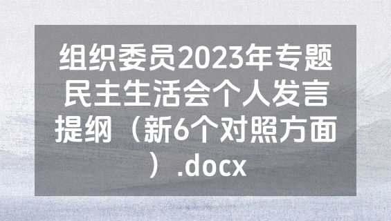 组织委员2023年专题民主生活会个人发言提纲（新6个对照方面）.docx