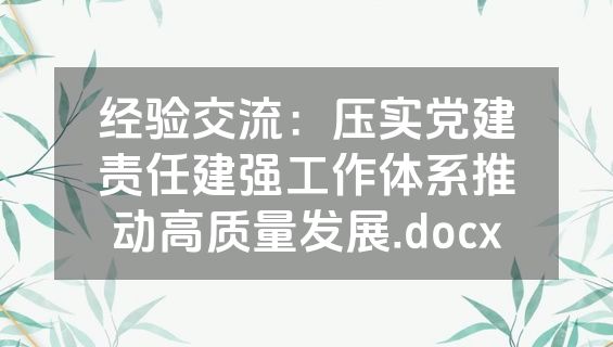 经验交流：压实党建责任建强工作体系推动高质量发展.docx