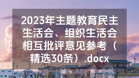 2023年主题教育民主生活会、组织生活会相互批评意见参考（精选30条）.docx