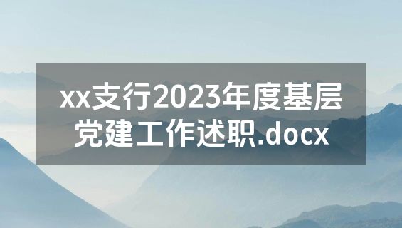 xx支行2023年度基层党建工作述职.docx