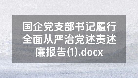国企党支部书记履行全面从严治党述责述廉报告(1).docx