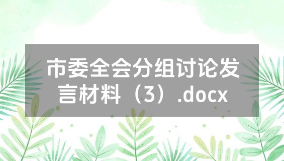 市委全会分组讨论发言材料（3）.docx