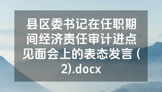 县区委书记在任职期间经济责任审计进点见面会上的表态发言 (2).docx