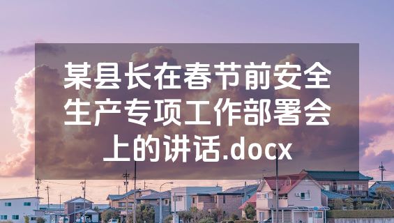 某县长在春节前安全生产专项工作部署会上的讲话.docx