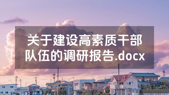 关于建设高素质干部队伍的调研报告.docx