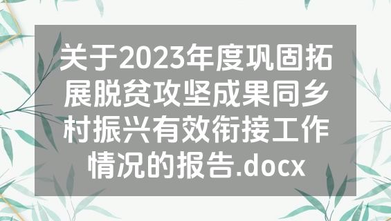 关于2023年度巩固拓展脱贫攻坚成果同乡村振兴有效衔接工作情况的报告.docx