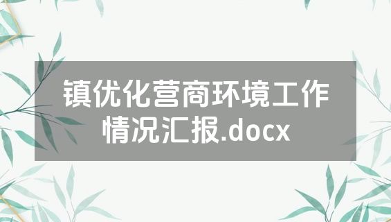 镇优化营商环境工作情况汇报.docx