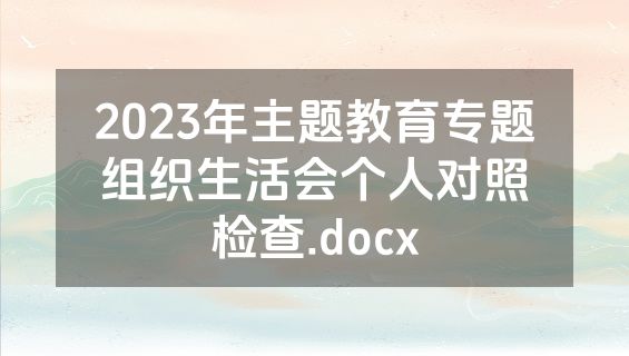 2023年主题教育专题组织生活会个人对照检查.docx