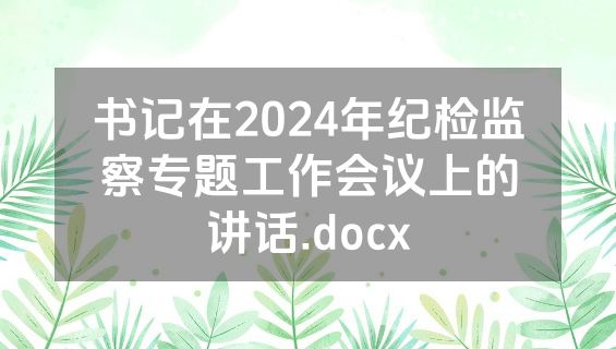 书记在2024年纪检监察专题工作会议上的讲话.docx
