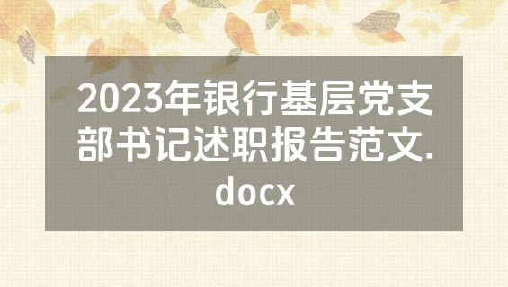 2023年银行基层党支部书记述职报告范文.docx