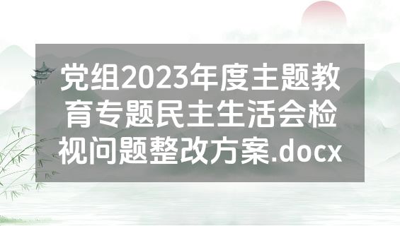 党组2023年度主题教育专题民主生活会检视问题整改方案.docx