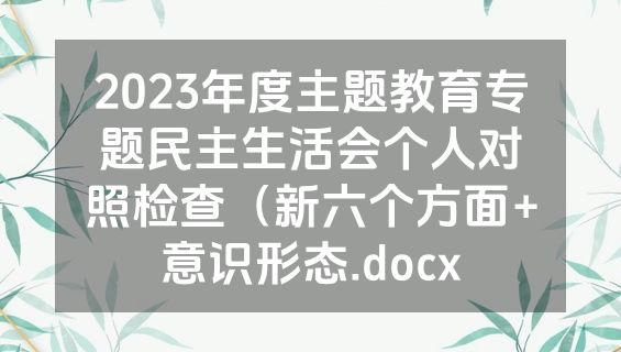 2023年度主题教育专题民主生活会个人对照检查（新六个方面+意识形态.docx