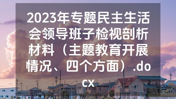 2023年专题民主生活会领导班子检视剖析材料（主题教育开展情况、四个方面）.docx