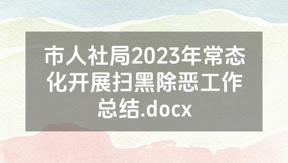 市人社局2023年常态化开展扫黑除恶工作总结.docx