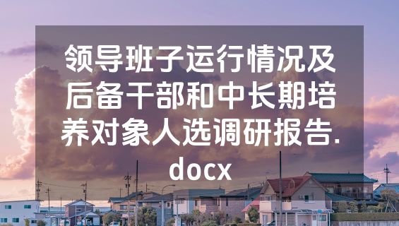 领导班子运行情况及后备干部和中长期培养对象人选调研报告.docx