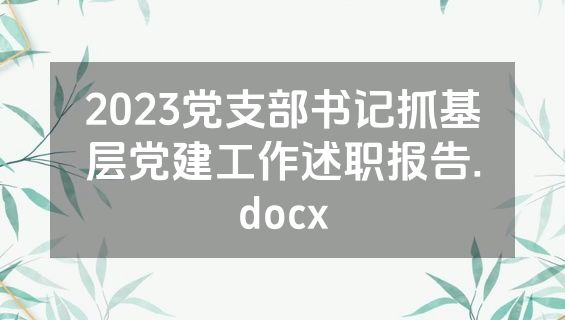 2023党支部书记抓基层党建工作述职报告.docx