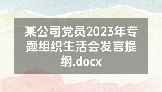 某公司党员2023年专题组织生活会发言提纲.docx