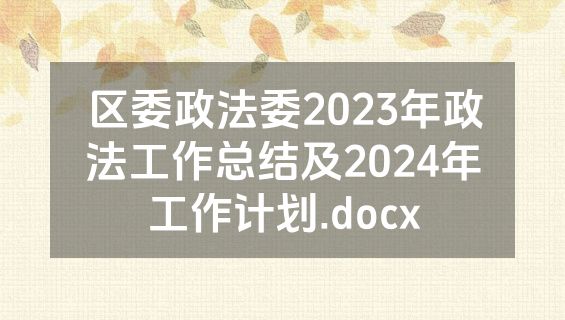 区委政法委2023年政法工作总结及2024年工作计划.docx