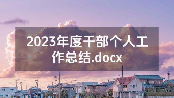 2023年度干部个人工作总结.docx