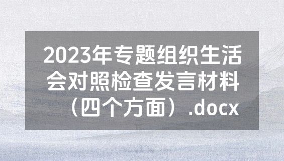 2023年专题组织生活会对照检查发言材料（四个方面）.docx