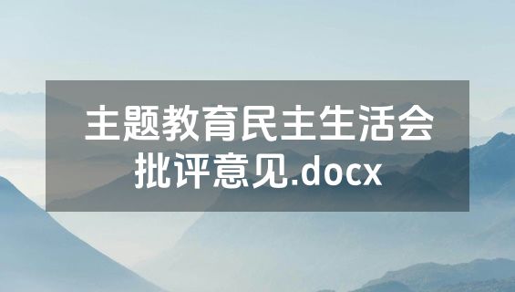 主题教育民主生活会批评意见.docx