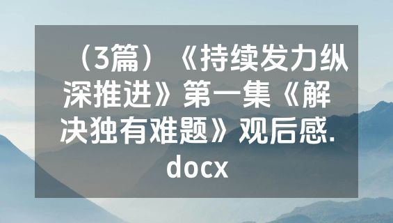 （3篇）《持续发力纵深推进》第一集《解决独有难题》观后感.docx