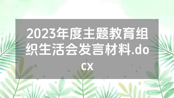 2023年度主题教育组织生活会发言材料.docx