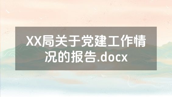 XX局关于党建工作情况的报告.docx