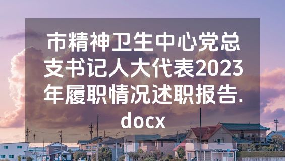 市精神卫生中心党总支书记人大代表2023年履职情况述职报告.docx