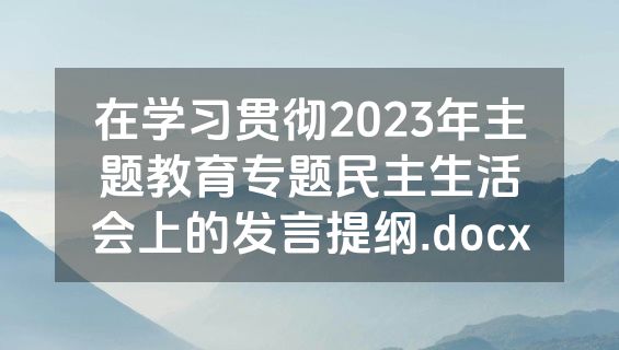 在学习贯彻2023年主题教育专题民主生活会上的发言提纲.docx
