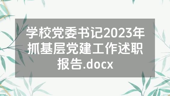 学校党委书记2023年抓基层党建工作述职报告.docx