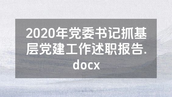 2020年党委书记抓基层党建工作述职报告.docx